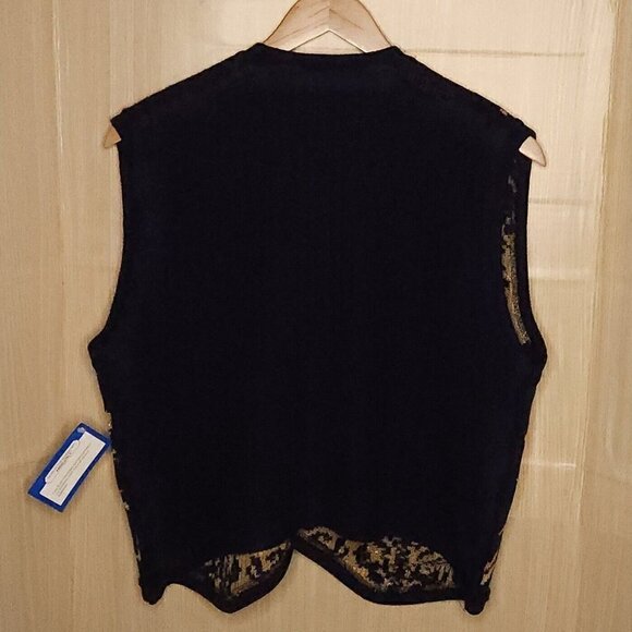 Blair Boutique Vintage New Navy Blue Gold Sweater Vest XL - Picture 2 of 5